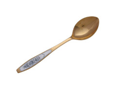 Серебряная столовая ложка с позолотой и черневым узором на ручке «Астра»